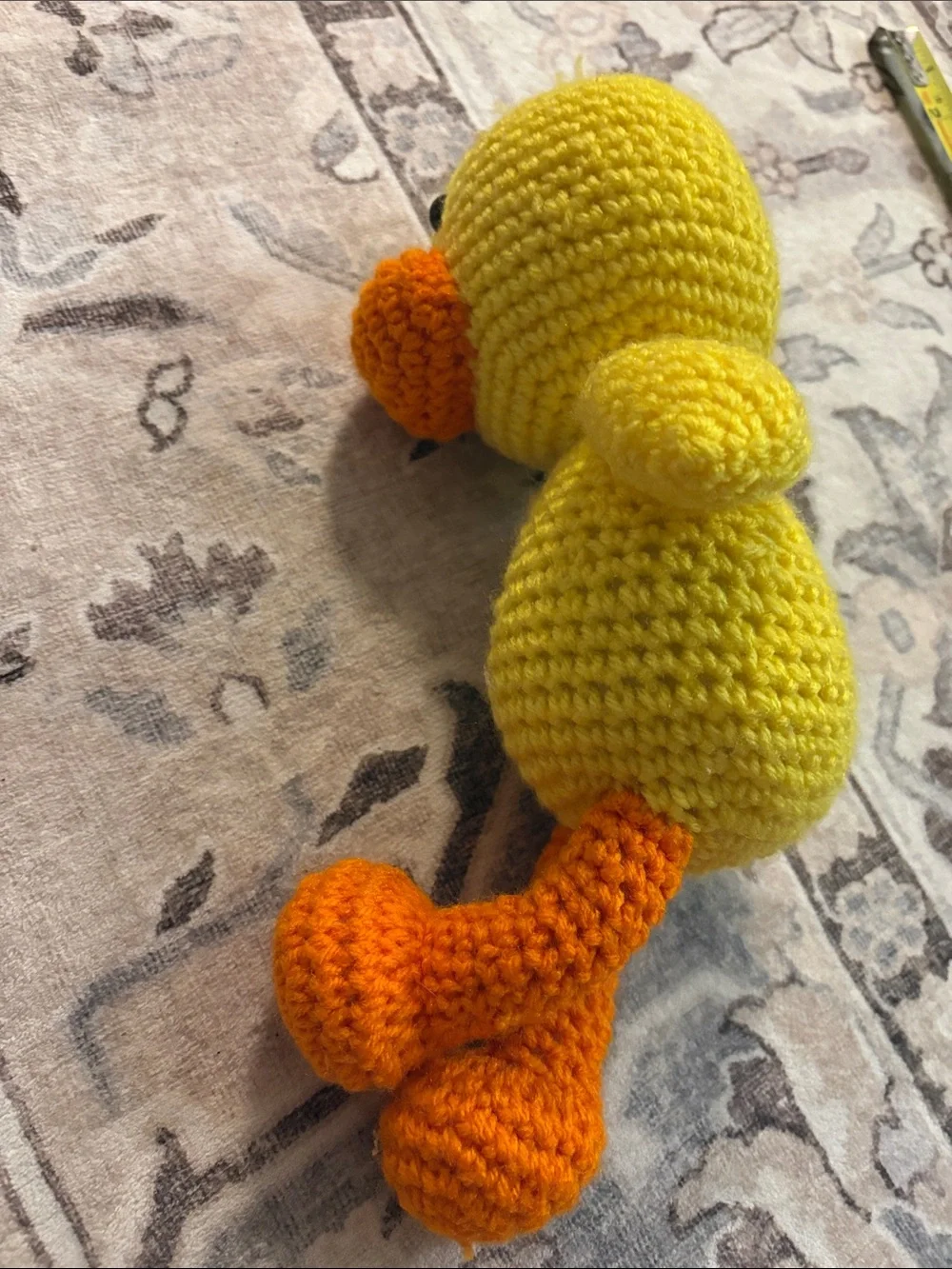 Handmade Yellow & Orange Crochet Duck Plush Bird Toy